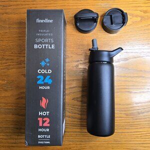 Insulated Sports Water Bottle with Straw 25 Oz Leak Proof 3 Lids Travel Gym